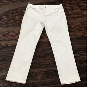 Liz Claiborne City Fit Skinny Boyfriend Jeans Off White Cream Womens 10 Flaw